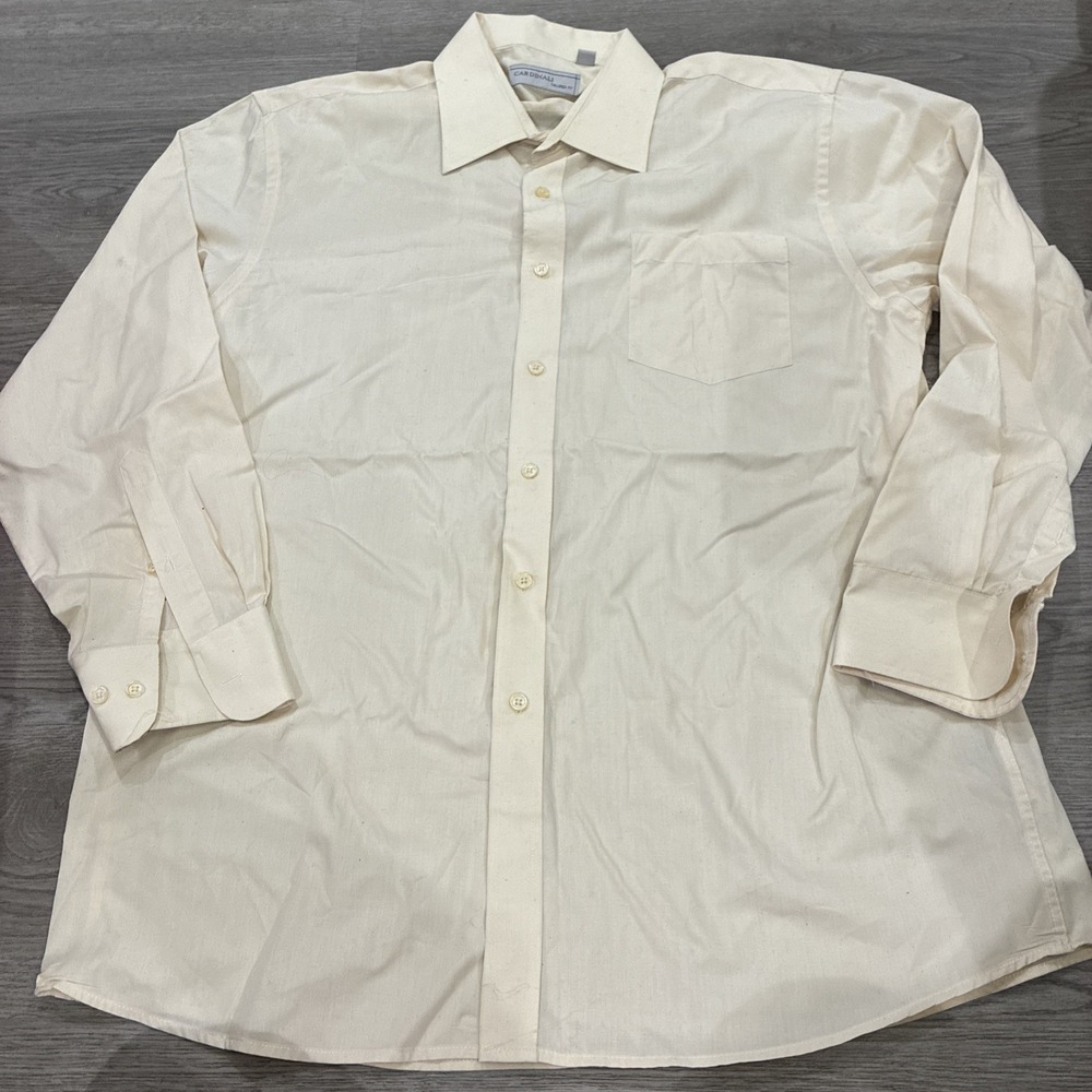 Pastel Yellow Cardinali Tailored Fit Button Up Long Sleeve Dress Shirt Size 2XL